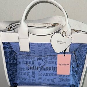 Juicy Couture Blue clear tote bag with white punch included.